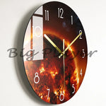 horloge murale moderne noire étoiles galaxie lumineuses salon décoration opaque aiguilles électrique