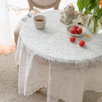 nappe table broderie florale blanc coton classique mariage noël pâques halloween