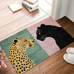 tapis moderne imprimé léopard panthère animaux extérieur résistant vert rose noir