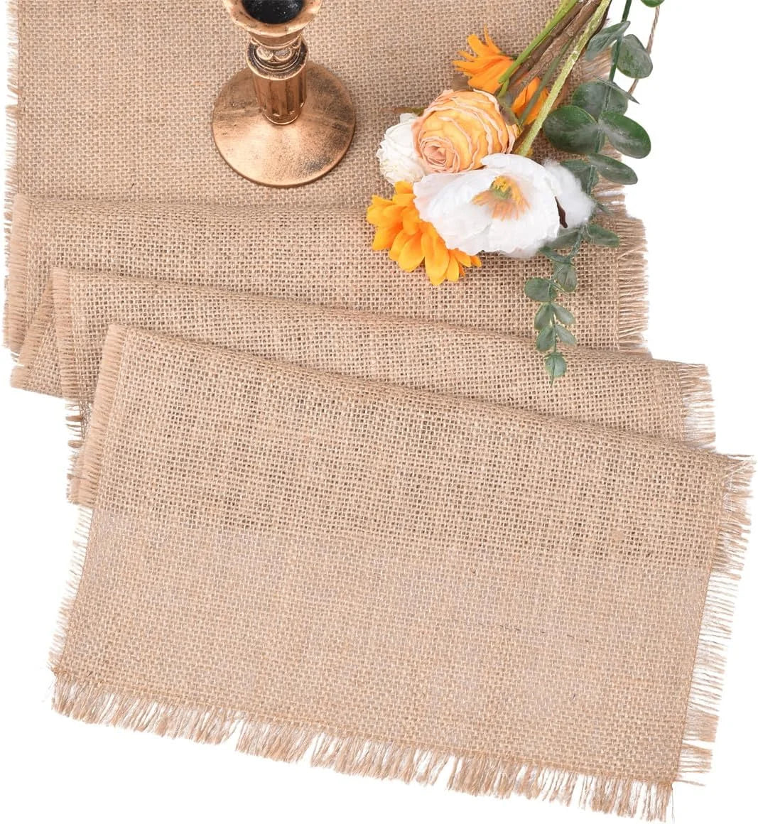 chemin table toile jute beige rustique serviettes décoration salle manger