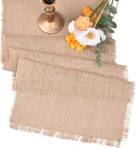 chemin table toile jute beige rustique serviettes décoration salle manger