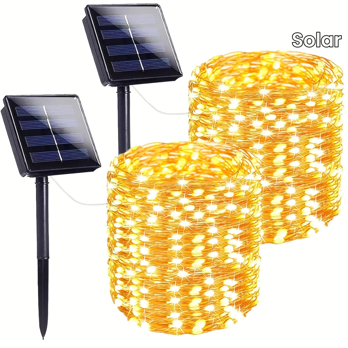guirlande lumineuse solaire extérieure blanc chaud filament cuivre décoration jardin terrasse étanche piquet