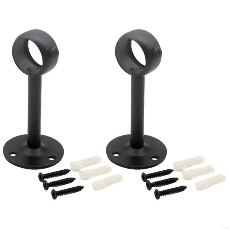 support rideau moderne vis fixations plaques noir argenté coton maille tissu
