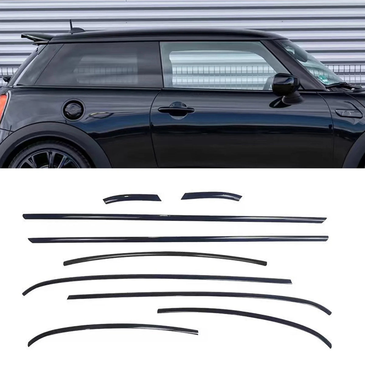 accessoires voiture mini cooper noir moulures decoratives adhésives avant fenetres sportives