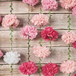 guirlande fleurs artificielles pompons rose blanc bleu modernes 2.5m pièces festive intérieure