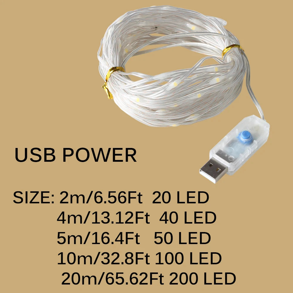 guirlande lumineuse led dorée blanc moderne 10m 20m adaptateur usb decoration noel mariage