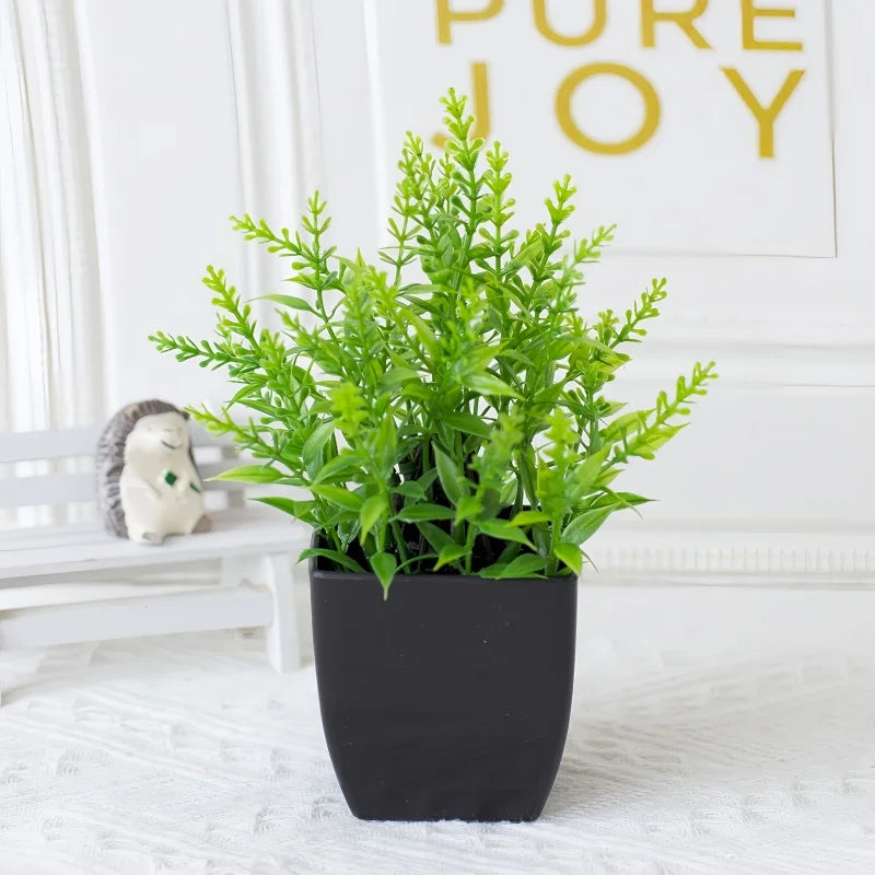 plantes artificielles vertes feuilles fines moderne pot noir extérieur décoration anniversaire mariage