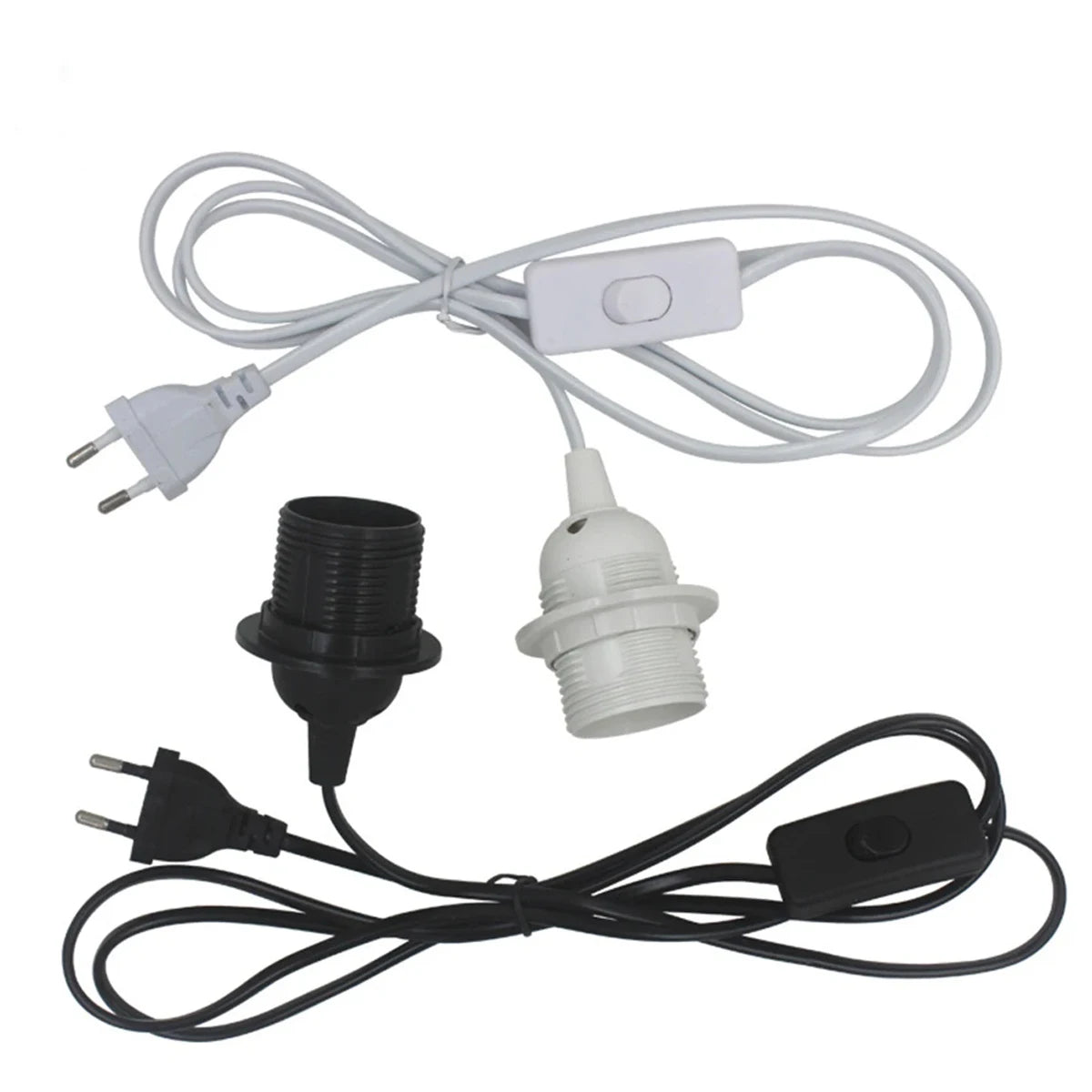 Kit suspension moderne lampe E27 noir blanc interrupteur câble 1,8m plug eu us