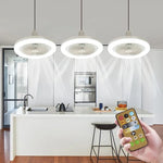 ventilateur moderne lumière led blanc grille télécommande flux lumineux éclairage autonome