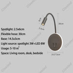 lampe murale flexible moderne noir blanc éclairage cuisine salle manger prise électrique led.angle réglable
