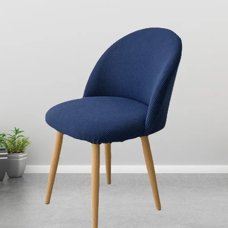 chaise moderne tissu rayures verticales orange beige bleu jaune gris pieds bois