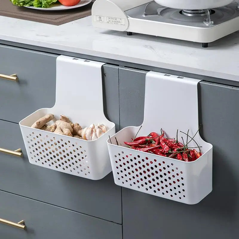 paniers rangement blancs perforés adhésifs modernes cuisine porte outils stockage organisateur