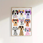 affiche moderne chiens lunettes multicolore sans cadre toile imprimée dimension 50x40cm 60x40cm 70x40cm pop