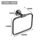 ensemble accessoires salle bain noir mat porte serviettes mural moderne métal brossé