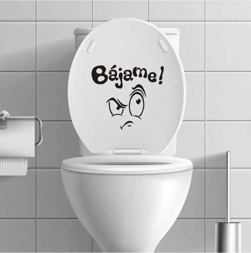 sticker adhésif toilette blanche Bájame face grimaçante moderne salle bain chambre
