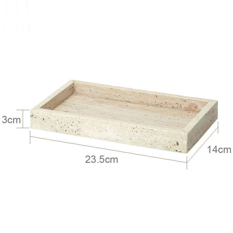 ensemble accessoires salle bain travertin beige distributeur savon plateau pot coton diffuseur moderne