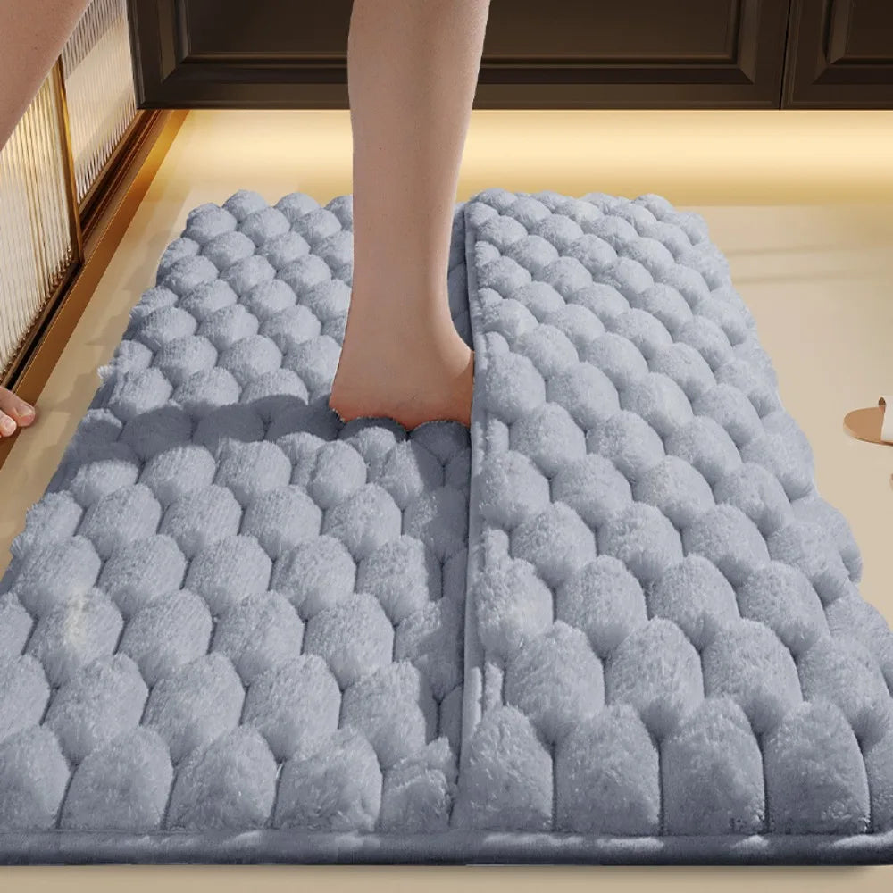 tapis bain microfibre antidérapant absorption eau doux moderne blanc beige gris