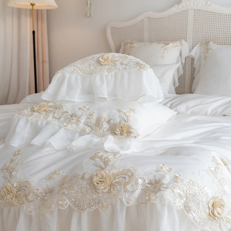 Parure de lit complète avec housse, drap et taies d'oreiller en coton égyptien