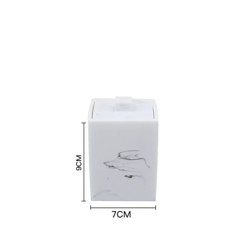 ensemble salle bain moderne marbre blanc gris brosse dents tube dentifrice gobelet distributeur savon