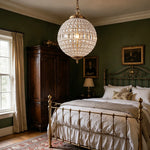 Suspension transparente dorée classique chaînes lumière blanche chaude neutre 4500K 3000K chambre salon