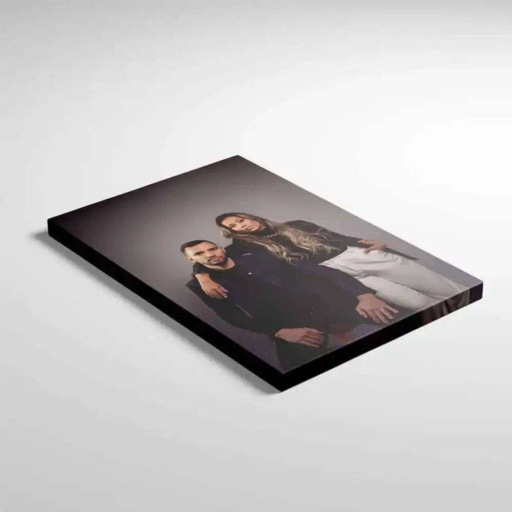 impression personnalisée toile cadre photo couple moderne décoratif accrochage mural gants blancs