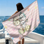 serviette plage rose clair étoiles animées absorption rapide polyester coton été plage yoga piscine