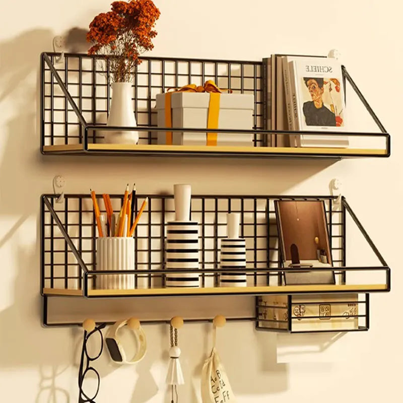 Étagère murale sans perçage en fer noir pour salon