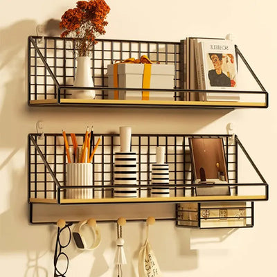 Étagère murale sans perçage en fer noir pour salon