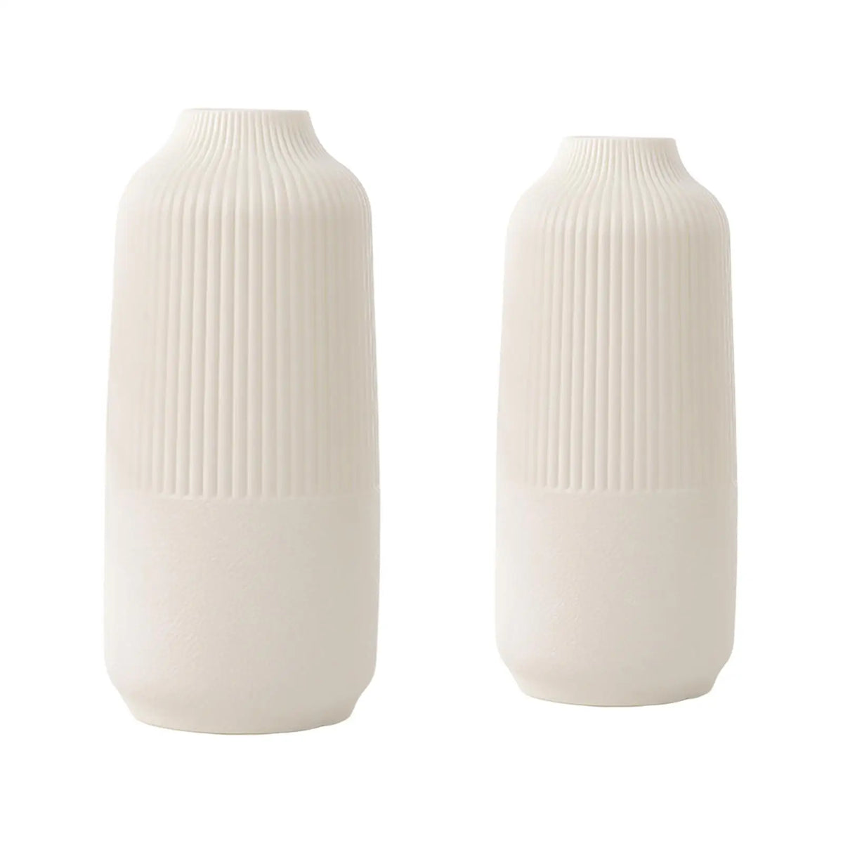 vase moderne minimaliste plastique blanc crème rainures verticales décoration table chambre coucher