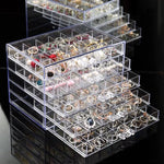 boîte rangement bijoux transparente moderne 120 boîtes grilles compartiments organisateur pratique