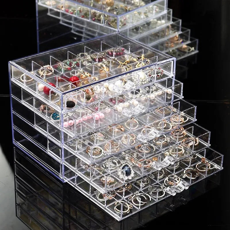 boîte rangement bijoux transparente moderne 120 boîtes grilles compartiments organisateur pratique