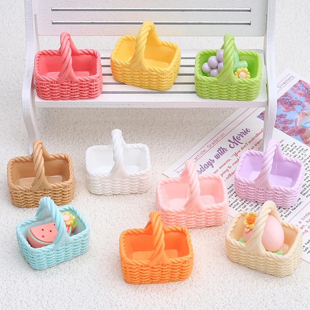 paniers tissés opaques rose jaune vert beige bleu orange classiques poignées scrapbooking artisanat