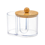 rangement transparent compartiments bois coton tiges disques démaquillants boite plastique moderne minimaliste