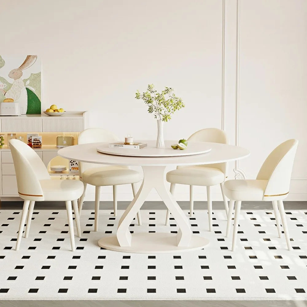 table manger ronde blanche moderne chaises minimaliste intérieur bois blanc
