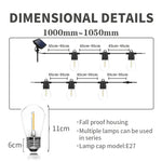 guirlande lumineuse solaire vintage filaments transparents noir industrielle extérieure 10mètres festive jardin party