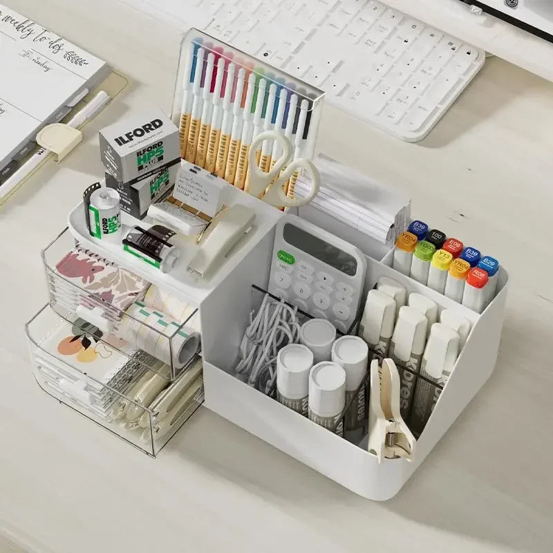 organisateur blanc compartiments rangement minimaliste moderne japonais mat plastique transparent compartments