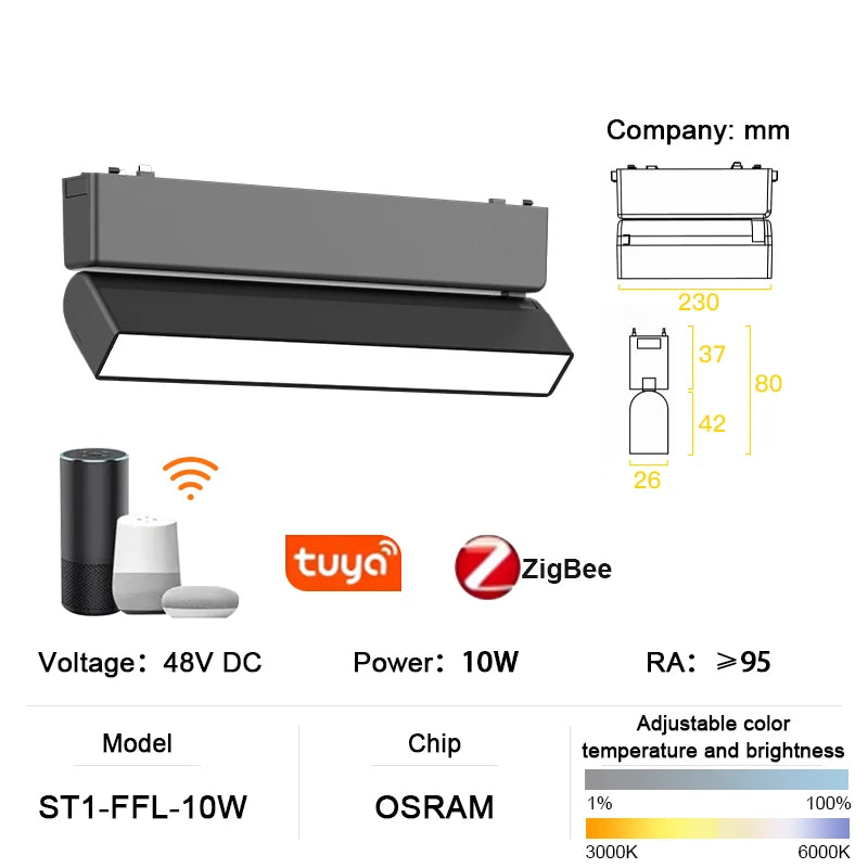 luminaire led rail magnétique noir moderne système éclairage intelligent intérieur ultra mince