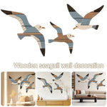 décoration murale moderne oiseaux marin bois rayures horizontales beige bleu brun
