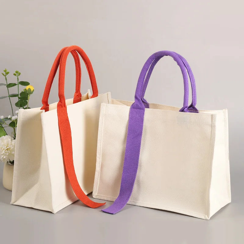 sac main toile blanc orange rouge violet rose moderne pratique sans fermeture éclair poignées