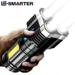torche led rechargeable puissante 1000 lumens 10w argentée noire industrielle