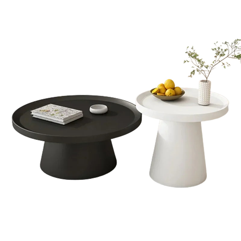 table basse moderne minimaliste ronde fer noir blanc salon maison