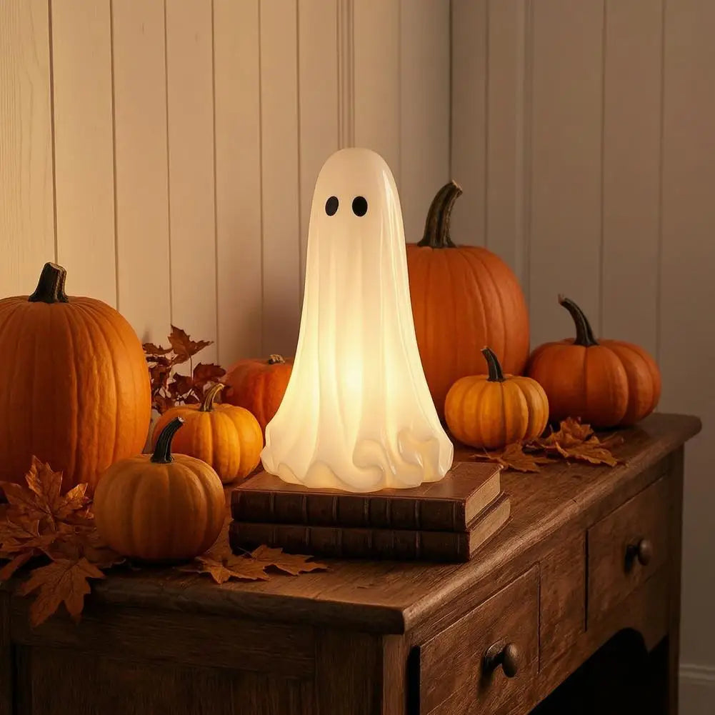 lampe fantôme transparente halloween oeil noir deco table led imprimée 3d plastique blanc fantaisie