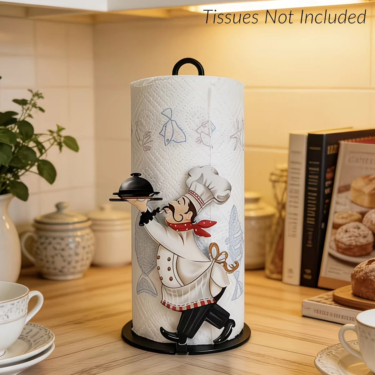 porte rouleau papier chef cuisinier texture bois blanc noir rouge