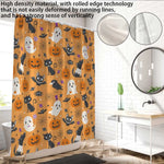 rideau douche halloween citrouilles fantômes chats araignées orange noir blanc violet 12 crochets opaques