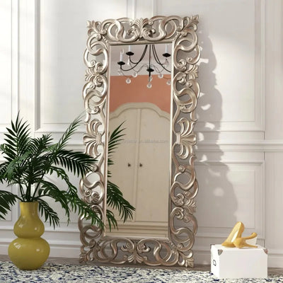 Grand miroir baroque au sol argenté Ombre Interieur