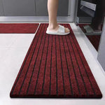 tapis moderne polyester antidérapant rayures horizontales marron rouge gris couloir facile nettoyer