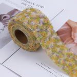 ruban polyester fleur rose bleu vert motif floral opacité décoratif fixation bricolage artisanat