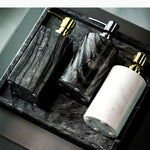 distributeur savon liquide marbre moderne noir blanc gris élégant salle bain
