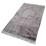 tapis prière polyester velours motifs géométriques floraux gris bleu vert violet moderne élégant İslam