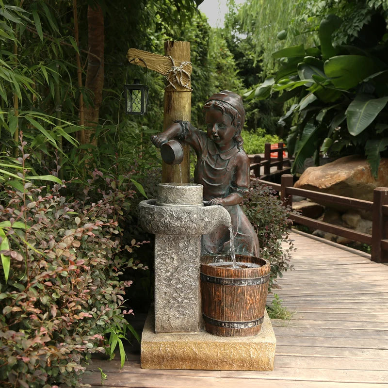 fontaine résine fées enfant aquatique decoration intérieure basse transparente fleuri maison